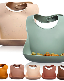 Soft Waterproof Silicone Baby Bib with Food Catcher, Baby Silicone Bib