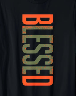 Blessing Olive Army Sun Orange T-shirt Men's Plus Size Casual Crew Neck T-Shirt - Geometric-Pattern, Smooth Cotton Knit Fabric, Medium Stretch - Short Sleeve Tee for Leisure & Everyday Wear | Breathable Comfort Fit | Machine Washable