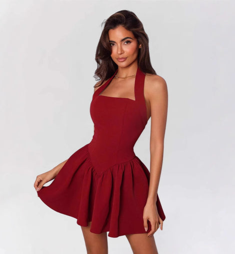 Ruffled Mini Sling Dress Stitching
