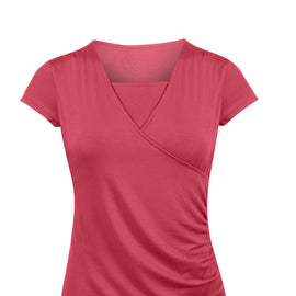 Liu & Qu Women's Maternity Nursing Tops Rib Short Sleeve Breastfeeding Shirts Maternity Clothes