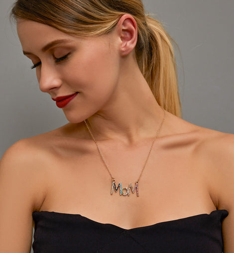Diamond Mom Letter Necklace Personality