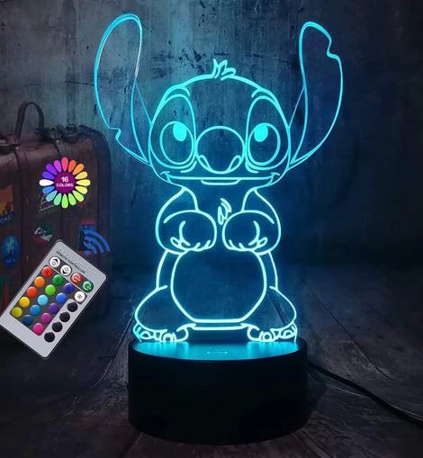 3D Illusion Stitch Night Light with Remote Control and Smart Touch Room Decor Lamp accessories
