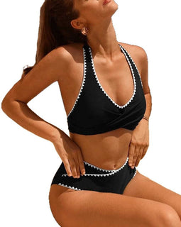 Fashion Solid Color Split Women's Swimsuit Suit