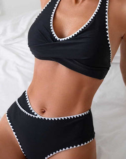 Fashion Solid Color Split Women's Swimsuit Suit