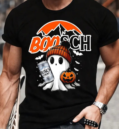 Boosch Light Halloween Cute Boo Boo Ghost Pumpkin T-Shirt, Trendy Halloween Spooky Season Unisex Cotton T-shirt for Men for Women Menswear Womenswear Top