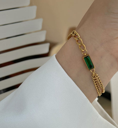 Women's Niche Design Emerald Temperament Bracelet